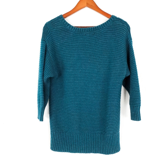DKNY Jeans Teal Blue Cable Knit Sweater Small - Picture 4 of 8